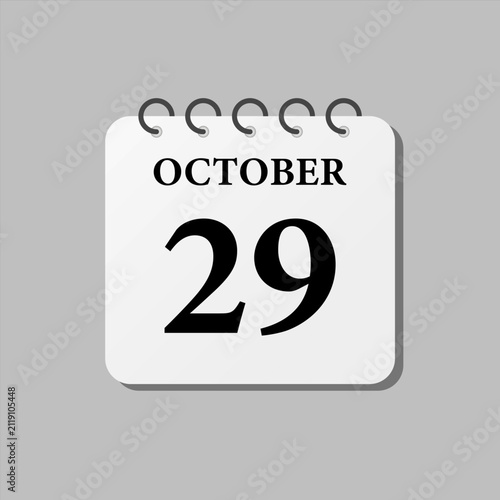 Icon page calendar day - 29 October
