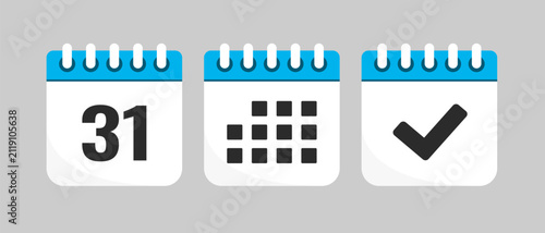 Set icons page calendar - day 31, agenda, done