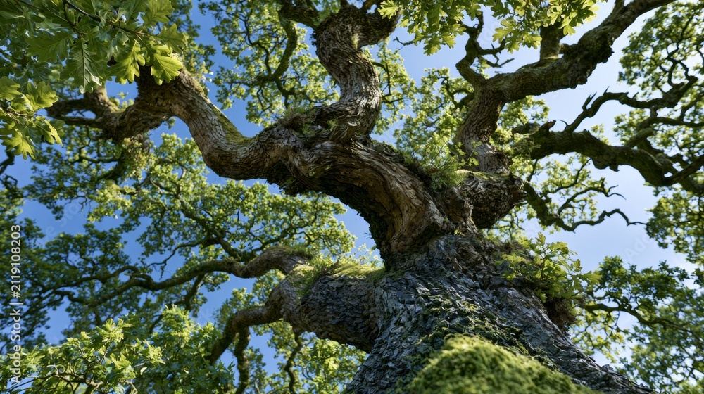 Fototapeta premium large green tree against a blue sky background