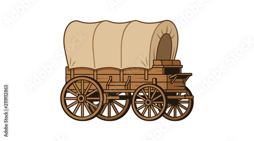 Covered Wagon Vector Illustration