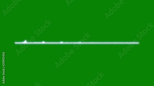 Sound waveform spectrum animation, white audio frequency visualizer, music equalizer bars, podcast voice signal meter, digital sound wave overlay, green background, seamless 4k video