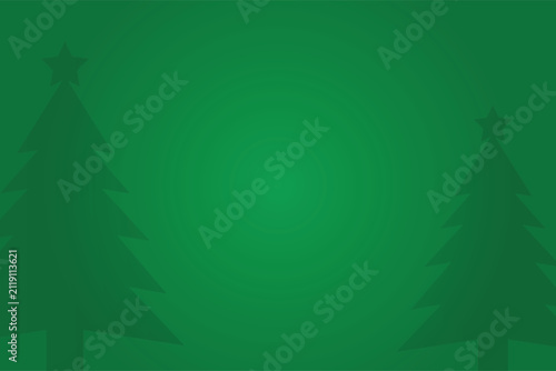 Green Christmas Background with Pine Trees Silhouette and Copy Space