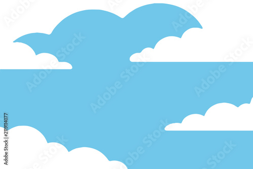 Blue Sky Vector Background with Fluffy White Clouds and Copy Space