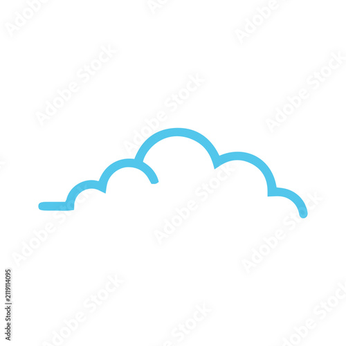 Minimalist Blue Cloud Line Art Icon Isolated on White Background