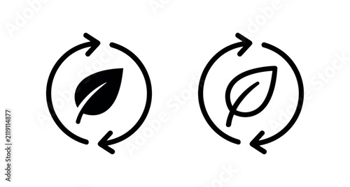 Quadro su tela Eco leaf recycling cycle icon