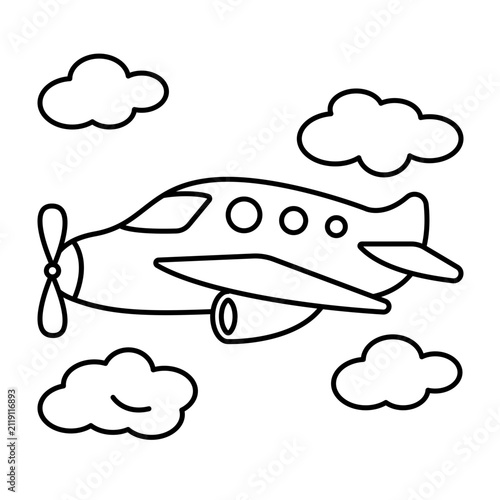 vector illustration of airplane coloring page
