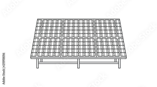 Solar Panel Array Outline Vector Illustration