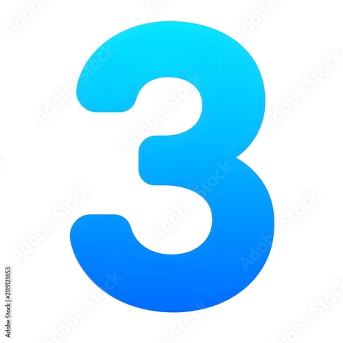 blue numbers three