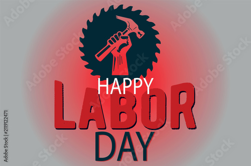 American Labor Day Graphic with USA Flag Stars and Tool Illustration