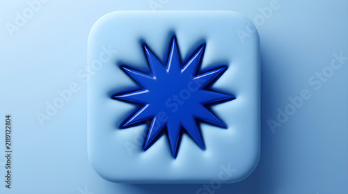 Star icon features a bold blue shape embossed on a light blue pillowed background for modern user interfaces.