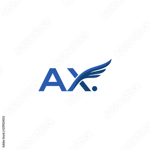 Abstract Letter AX Logo Design with Wings