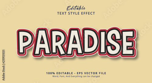 Paradise Text Effect, Editable Text Effect
