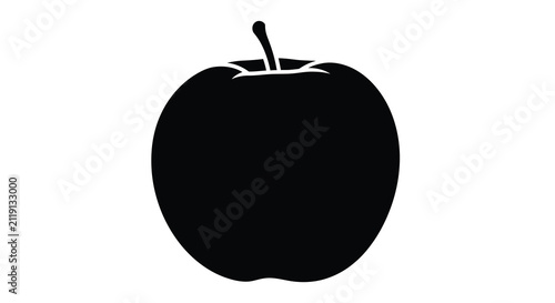 Black apple silhouette on a white background a simple fruit shape illustration