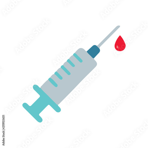 фотографія Medical syringe with blood droplet symbol for injection and healthcare