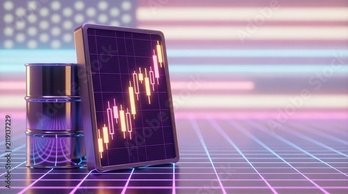 US Crude Oil Futures Trading and Digital Financial Candlestick Market Chart