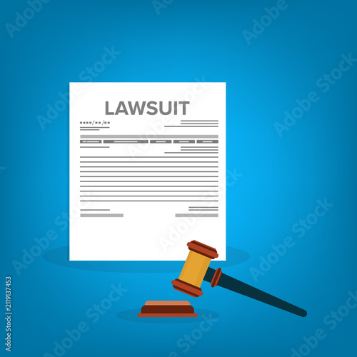 Justice System Concept with Court Gavel and Lawsuit Paper