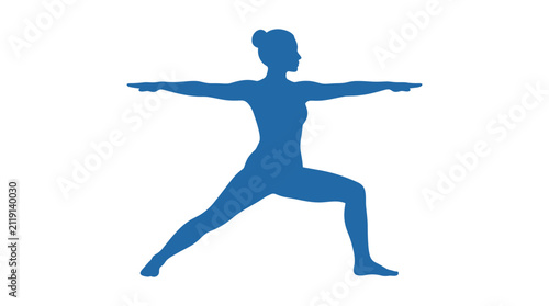 Woman Yoga Warrior Pose Silhouette Vector