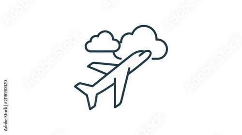 Airplane Flying Through Clouds Vector Illustration