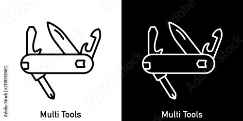 Multi tool vector editable line icon on two backgrounds.