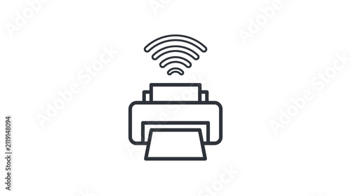 Wireless Printer Outline Icon
