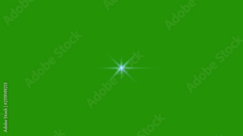 Star effect animation sparkle white star glowing light flare soft burst single star twinkling 4k green screen overlay, elegant starburst shimmer motion graphics, chroma key video background. element