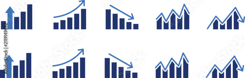 Foto Graph bars depicting upward downward and fluctuating trends a flat vector illust