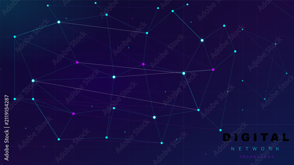 Fototapeta premium Abstract digital network technology vector background with connecting lines