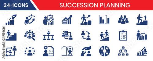 Bild auf Leinwand Succession planning and leadership promotion fill icons vector illustration