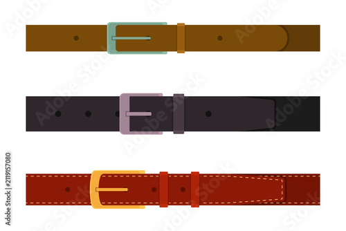 Quadro su tela Set of leather belts for fashion accessories on transparent background