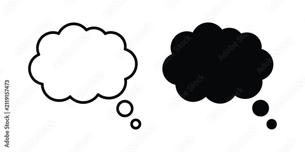 Obraz premium Thought Bubble Icon Set with Thinking Cloud, Idea, and Speech Bubble Symbols for Communication and Creative Design