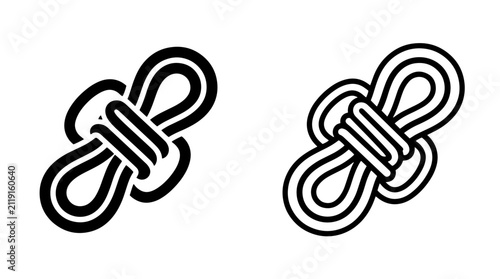 Coiled climbing rope sport utility knot icon set