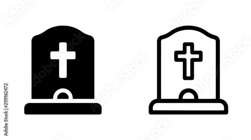 Foto Simple gravestone silhouette on a grass field background
