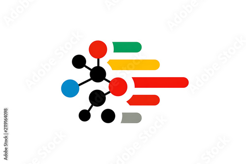 Dynamic abstract network design, colorful shapes and lines, modern digital art for technology and innovation themes
