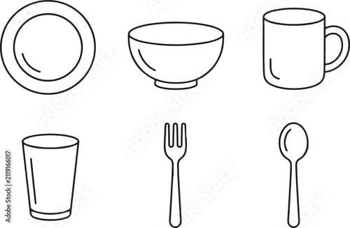 Tableware and Cutlery Icons Set