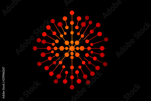 Abstract orange and red radial pattern, digital design element, modern graphic art for web backgrounds, posters, and presentations