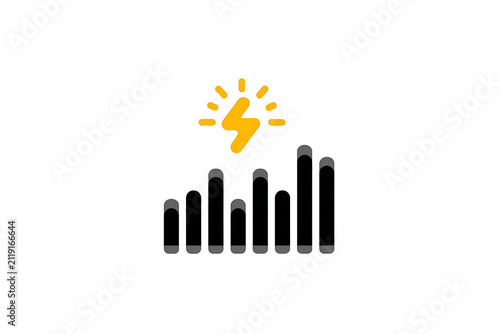 Dynamic growth chart with lightning bolt icon, modern graphic design for business presentations, vibrant yellow and black colors