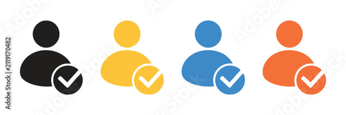 Verified User Icon Set with Solid Profile, Identity Check, Authentication, and Account Security Symbols for UI UX Design