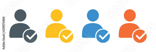 Verified User Icon Set with Solid Profile, Identity Check, Authentication, and Account Security Symbols for UI UX Design