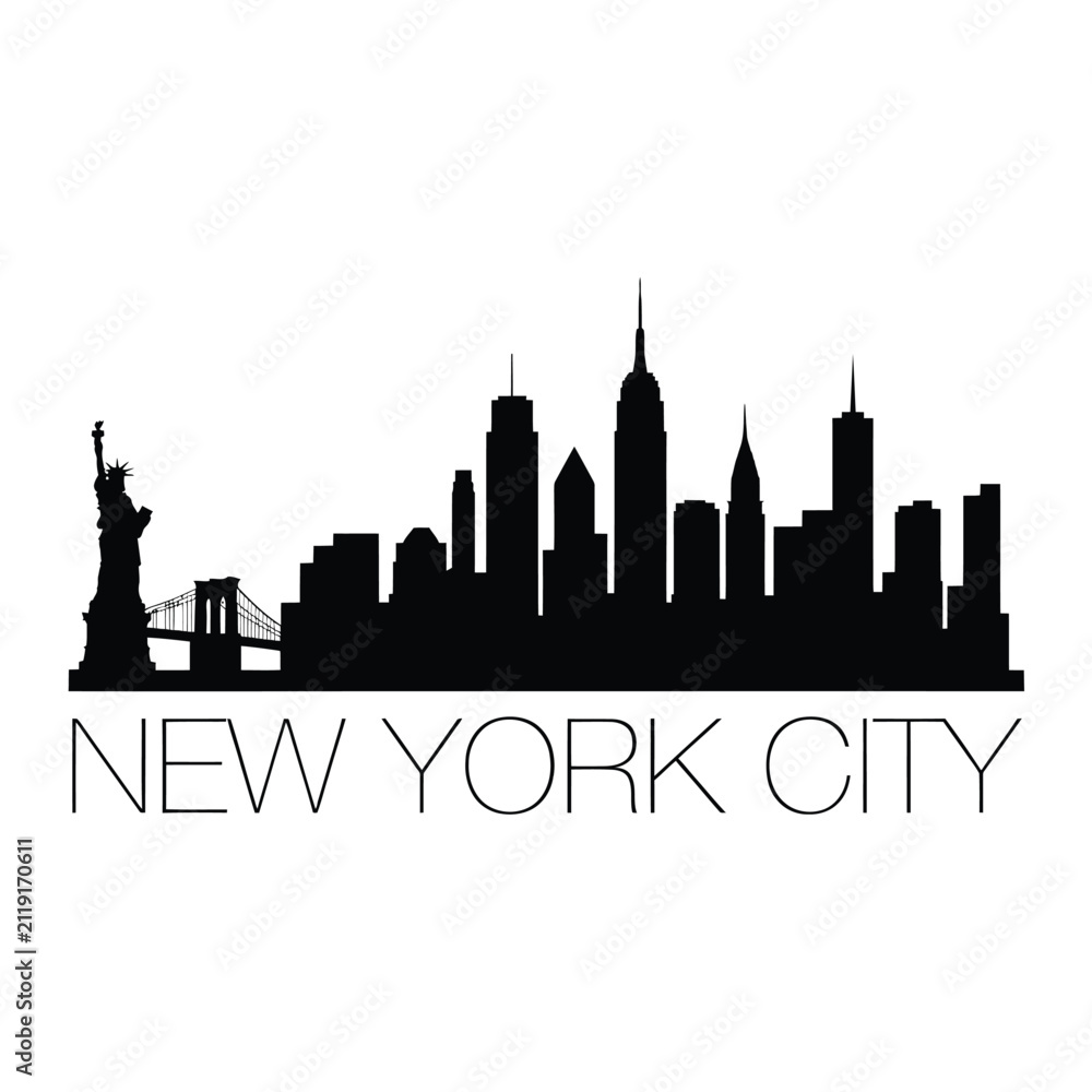 Obraz premium New york city skyline silhouette against a white background
