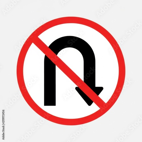 Prohibitory Traffic Sign No U Turn Directional Arrow Symbol