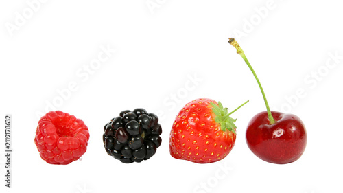 Assortment of fresh summer berries including raspberry blackberry strawberry and cherry with raspberry blackberry strawberry assortment nutrition vegetarian superfood delicious ingredients