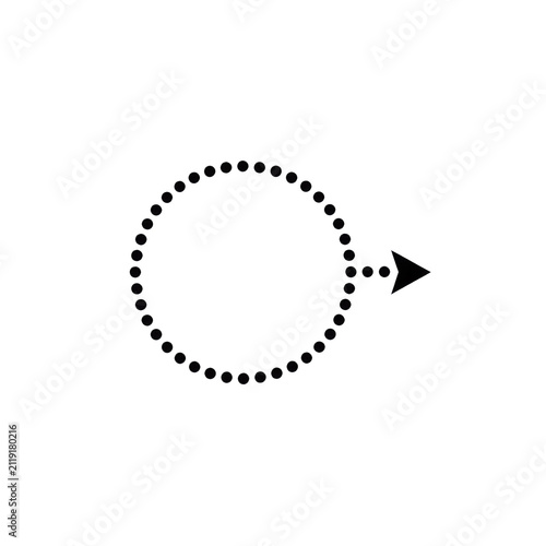 Dotted circle icon with a small arrow pointing to the right