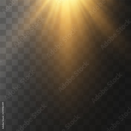 Realistic Sun Light Rays Effect on Transparent Background
