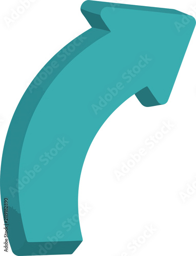 3d teal curved arrow icon pointing up and to the right