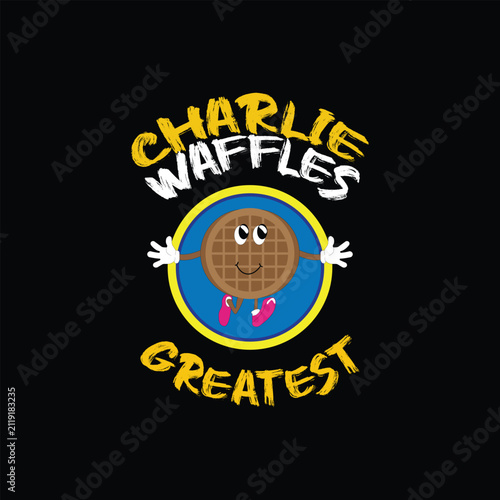 Charlie waffles greatest cartoon character logo design Vector