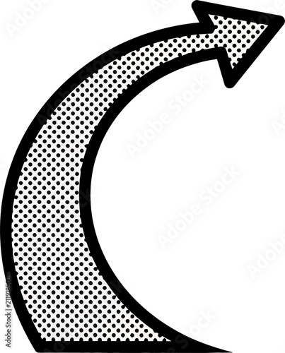 Black and white hand drawn curved arrow sketch icon
