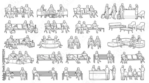 Cuadro en lienzo Seated People CAD Block Library for Waiting Areas Meetings and Public Spaces