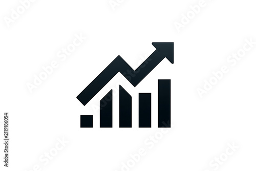 Stylish black graph icon, upward trend line, financial growth symbol, modern design for web and app interfaces