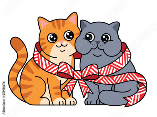 Cute Cats Tied Together w