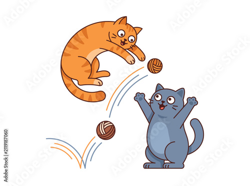 Two playful cats jumping